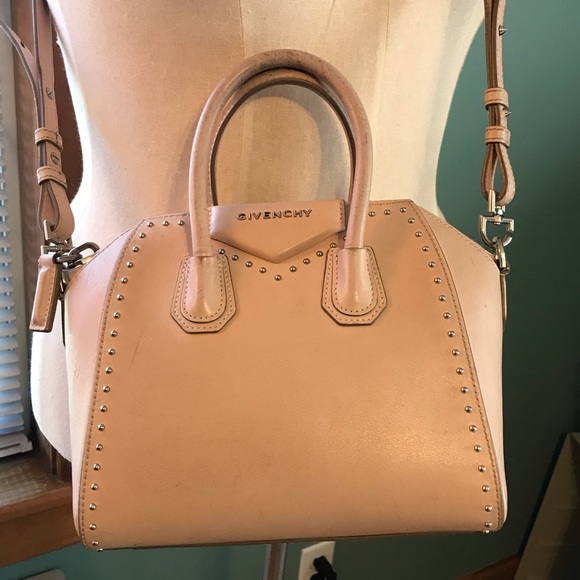 Givenchy Handbags - Auth Givenchy Antigona Small Beige Studded Bag